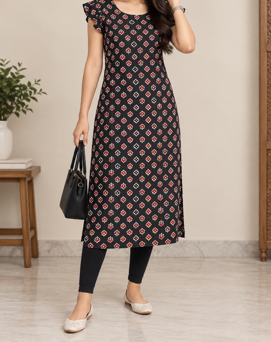 Zaira Black Bloom Kurti 🖤🌸