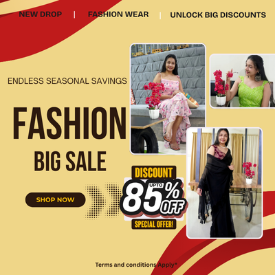 Red and Yellow Abstract Shapes Fashion Poster (400 x 400 px)