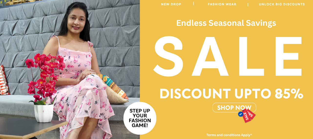 Yellow Pink Bold Fashion Sale Landscape Banner (1280 x 571 px)