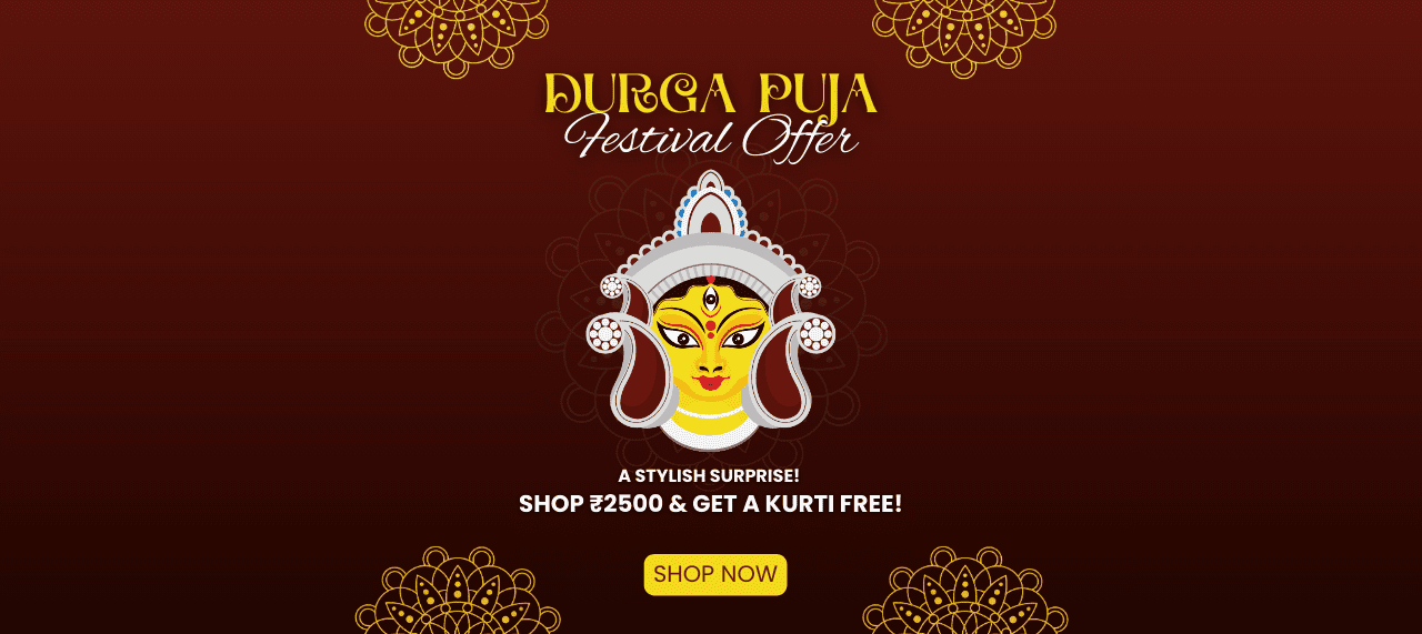 Red and Yellow Illustrative Durga Puja Sale Instagram Post